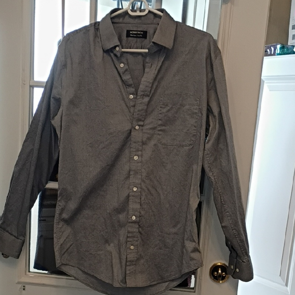 Nordstrom Men's Charcoal Casual Button-Down Shirt